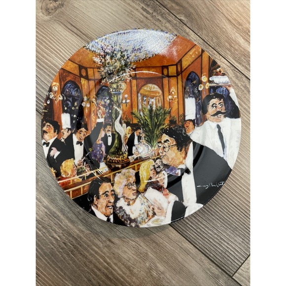 Santa Barbara Guy Buffet French scene Cocktail Dessert salad Plates set of 3 - Picture 4 of 6